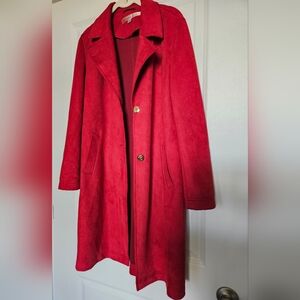 Kenneth Cole Red Velour Trench Coat